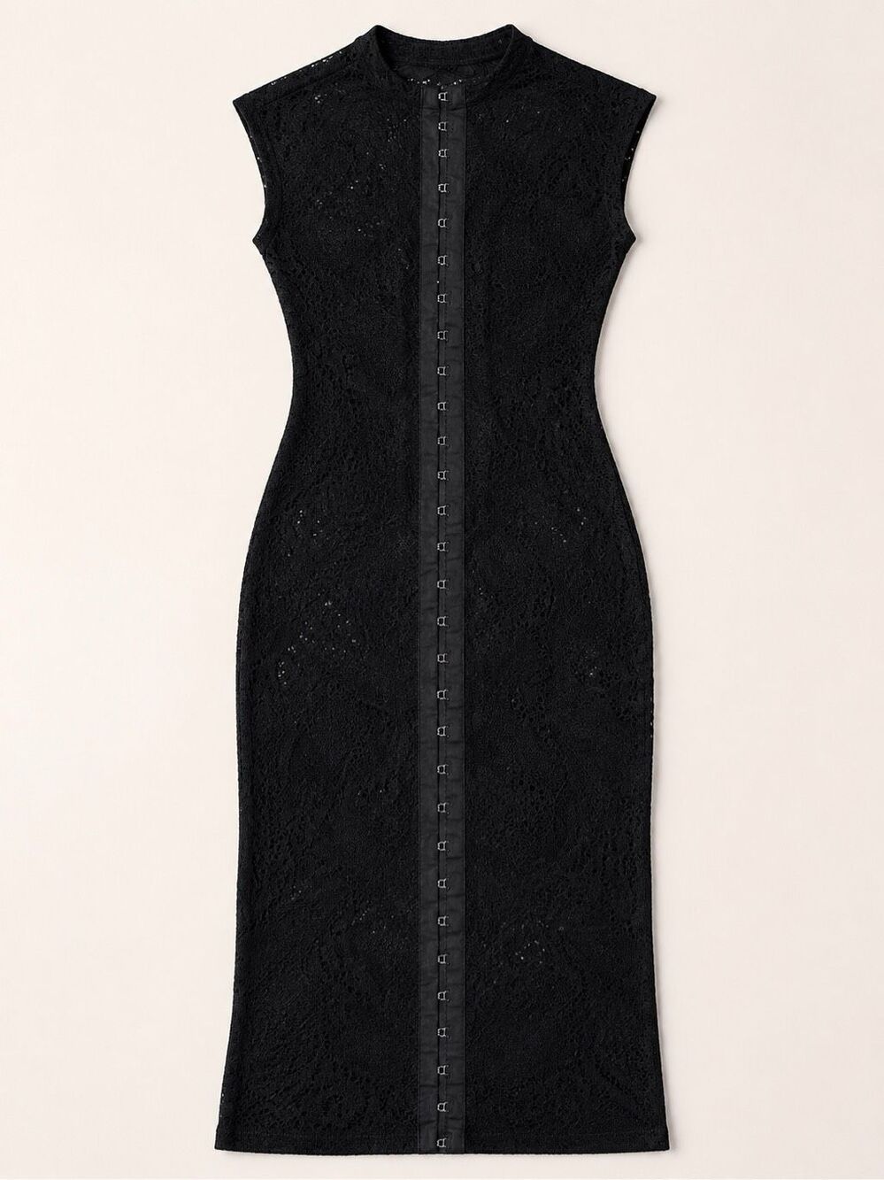 Fashion Nova Black Crochet Lace Hook & Eye Maxi Dress Duster Size Small